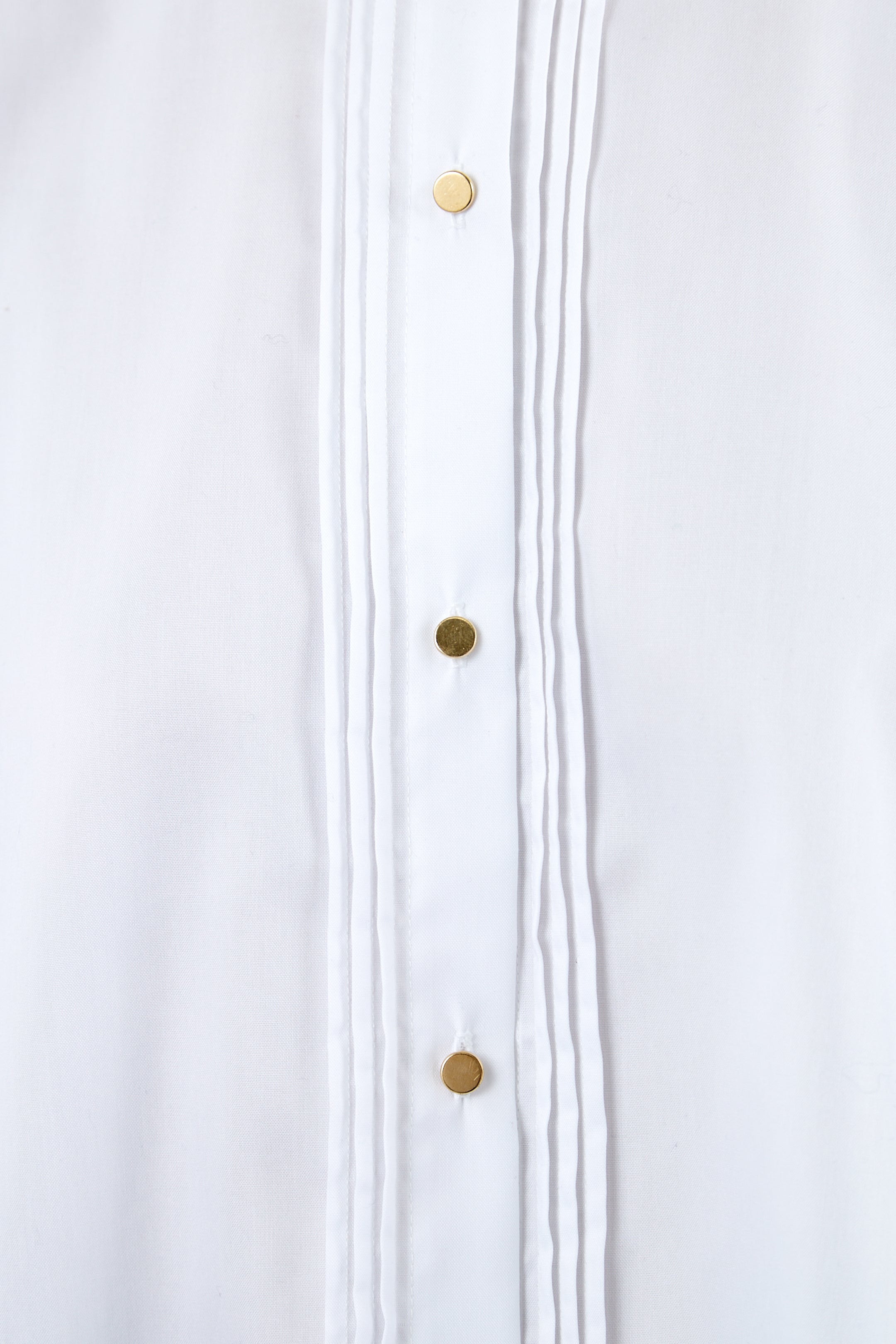 Chemise blanche pour femme Romée | Sans col | Pâte de boutonnage plissée
