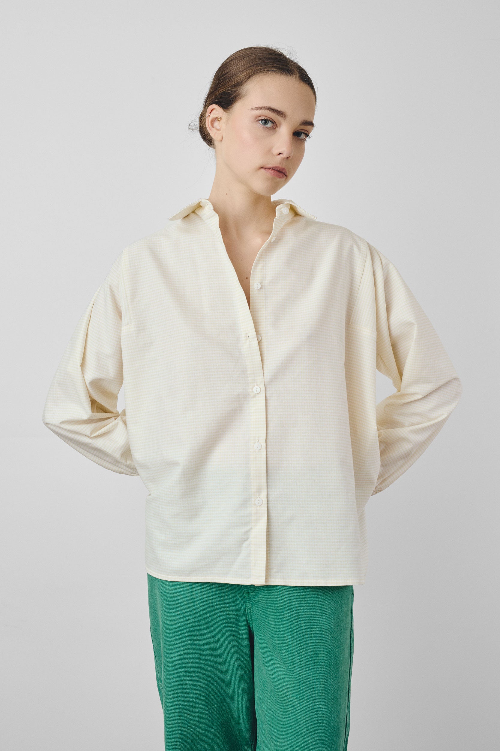 Chemise col classique vichy jaune