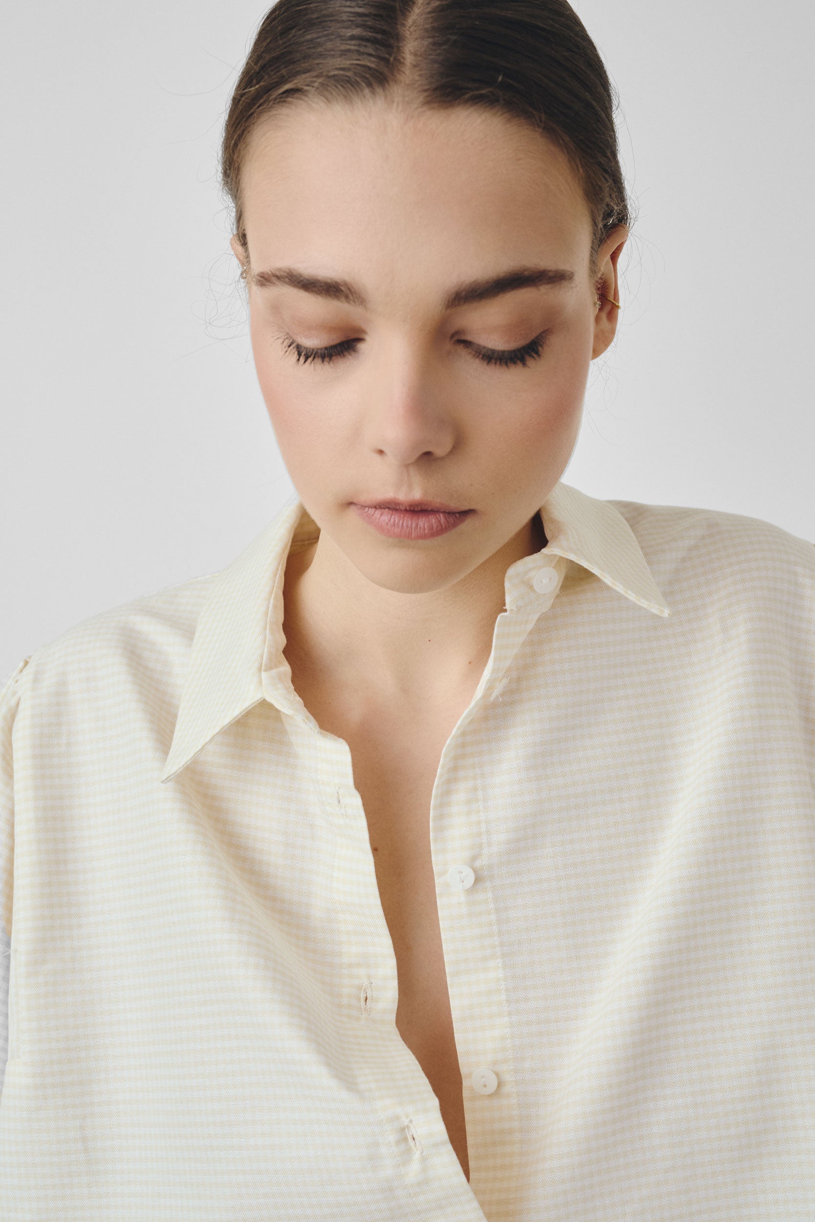 Chemise col classique vichy jaune