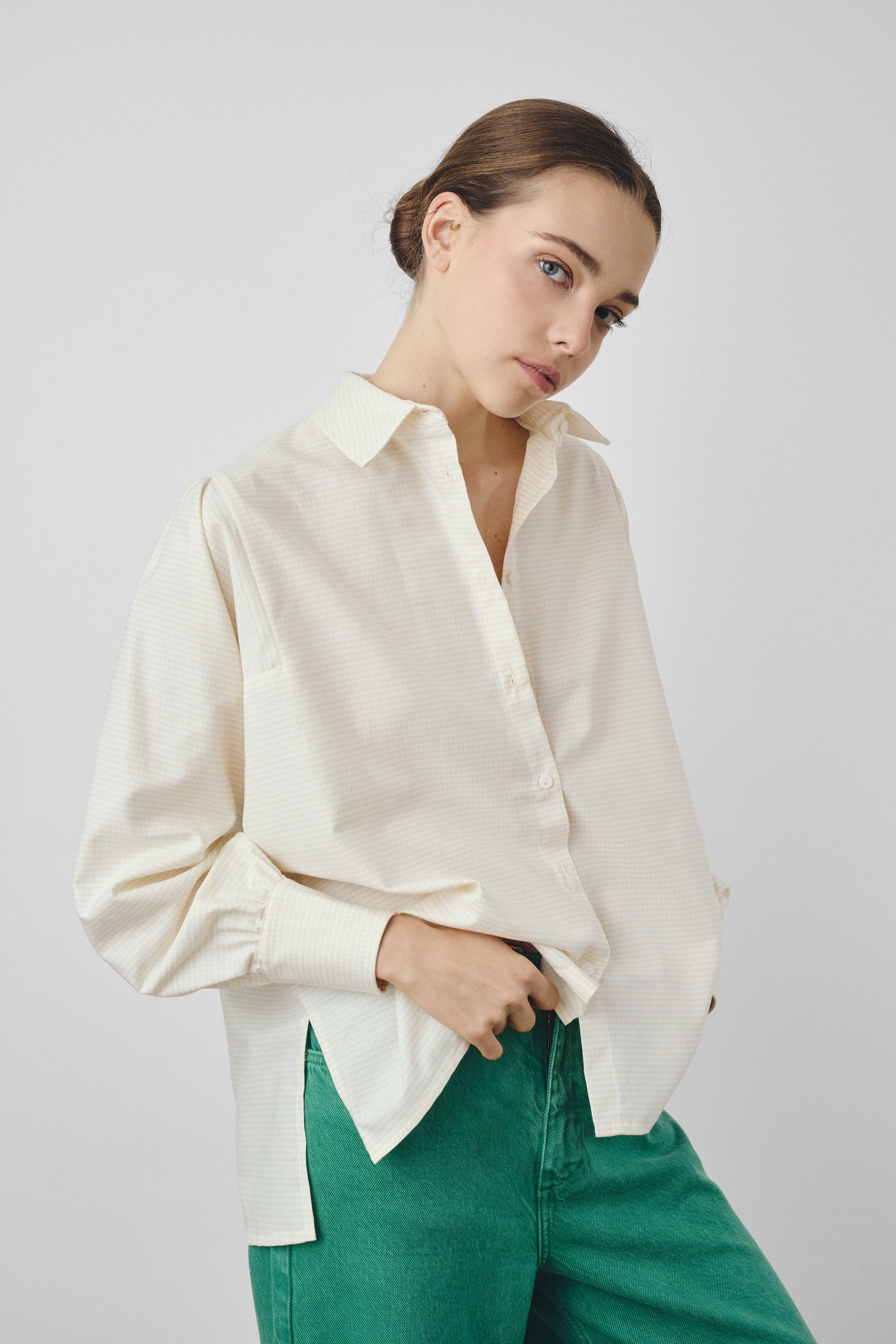 Chemise col classique vichy jaune