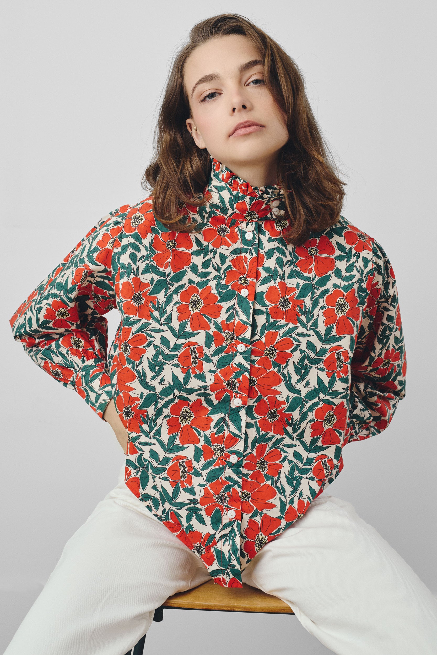 Romée x Paloma Collection - Chemise imprimé coquelicot