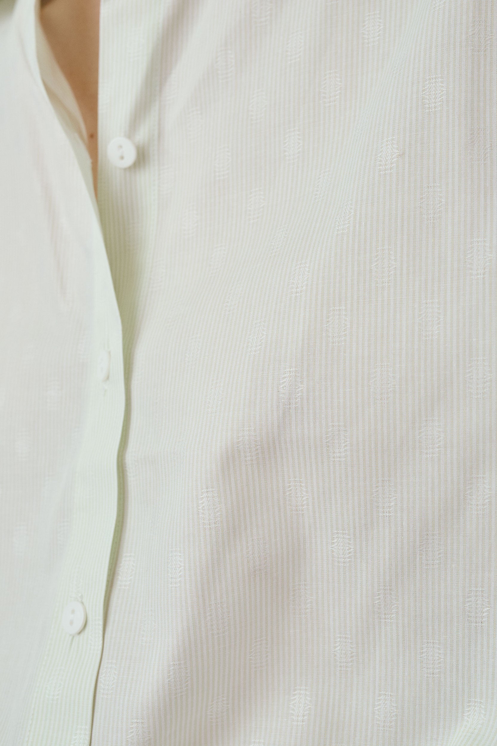 Chemise rayures vertes col volanté