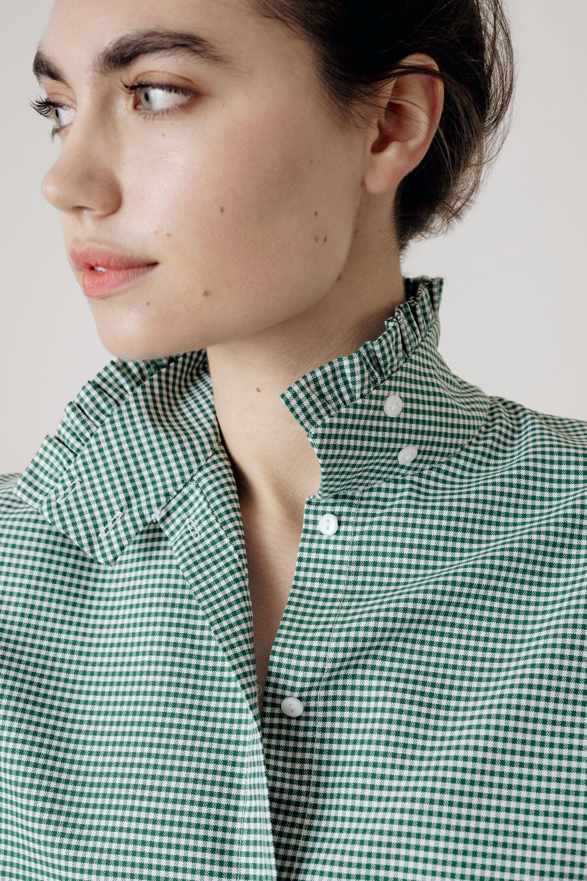 Green gingham shirt
