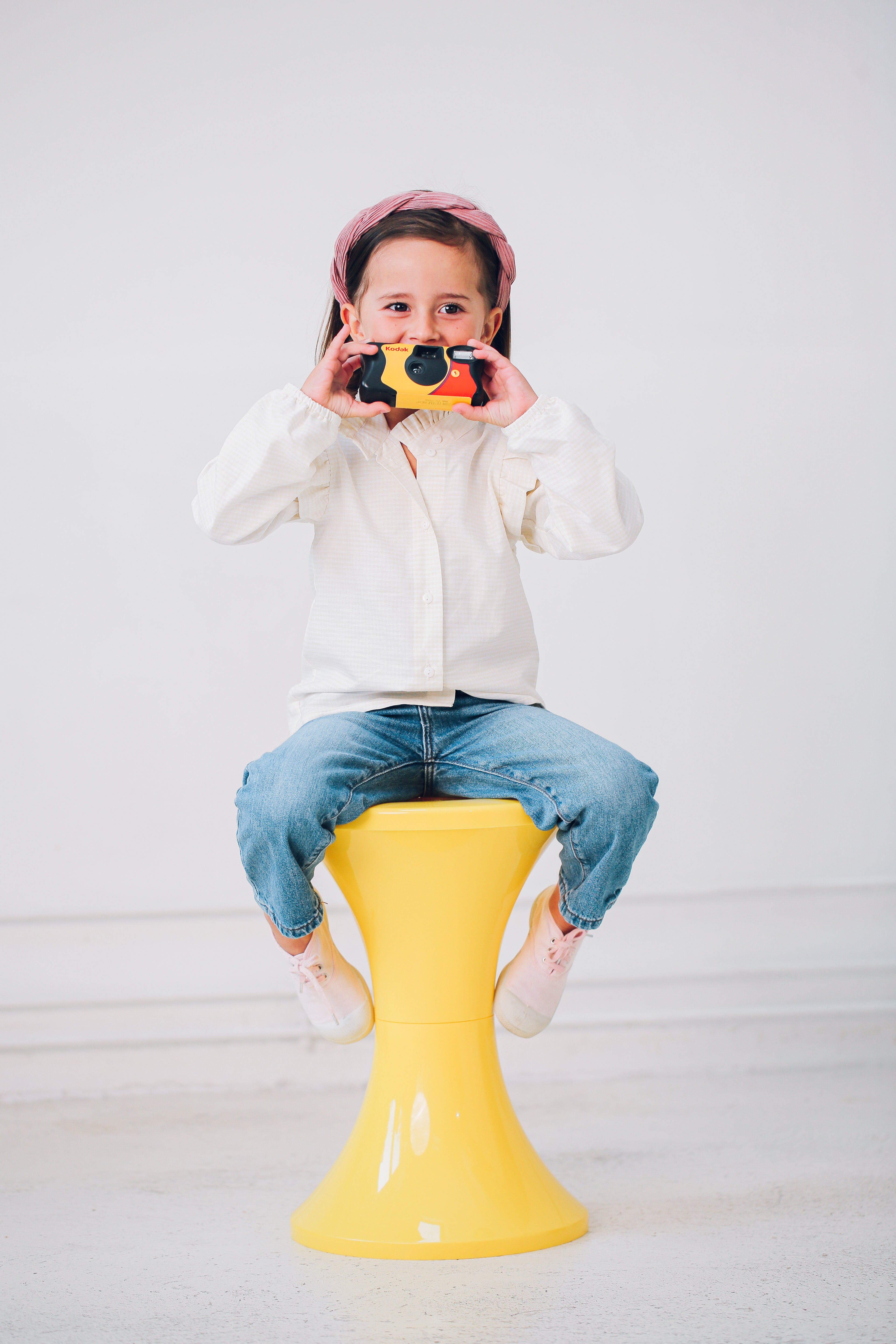 Chemise Enfant à col volanté vichy jaune