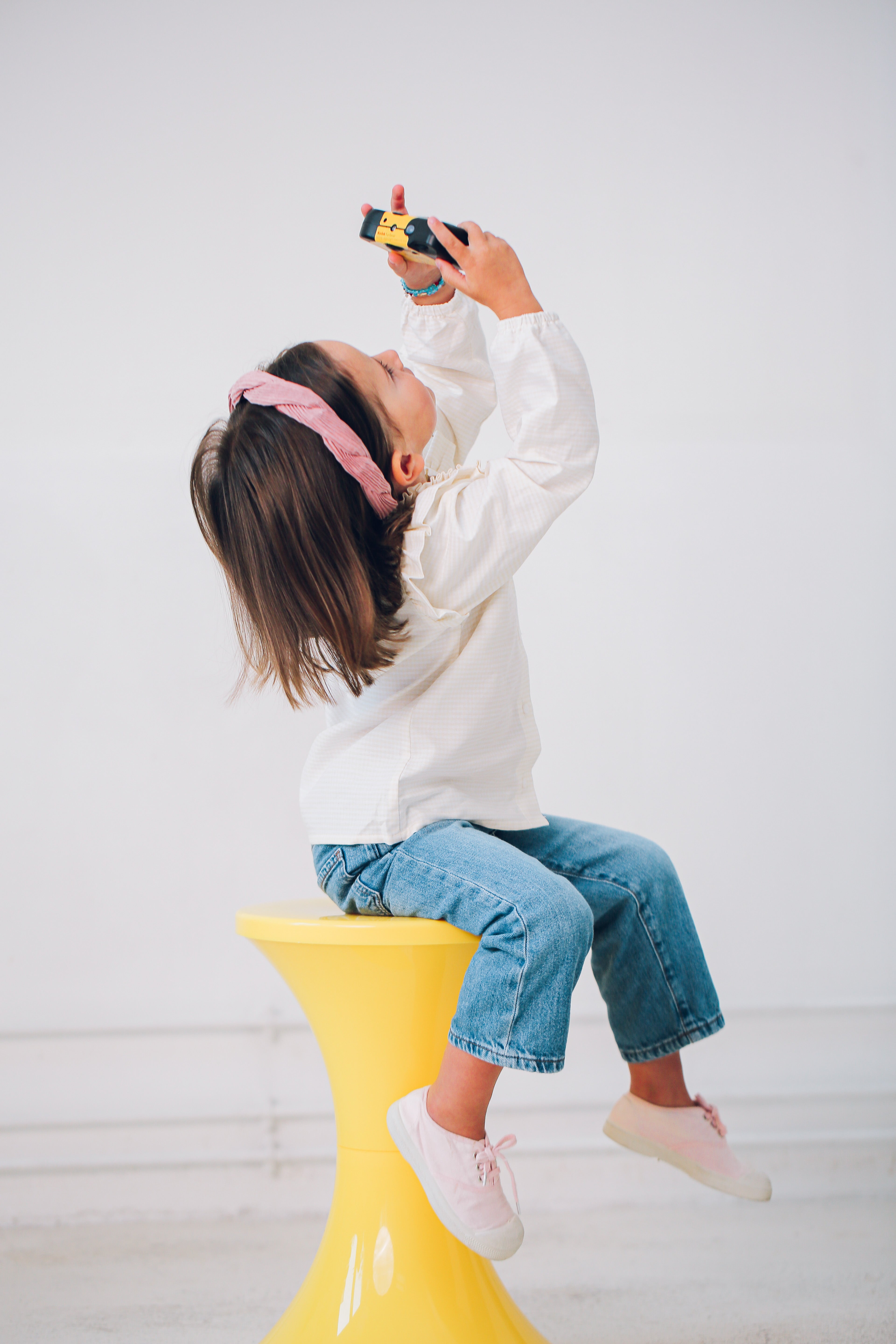 Chemise Enfant à col volanté vichy jaune