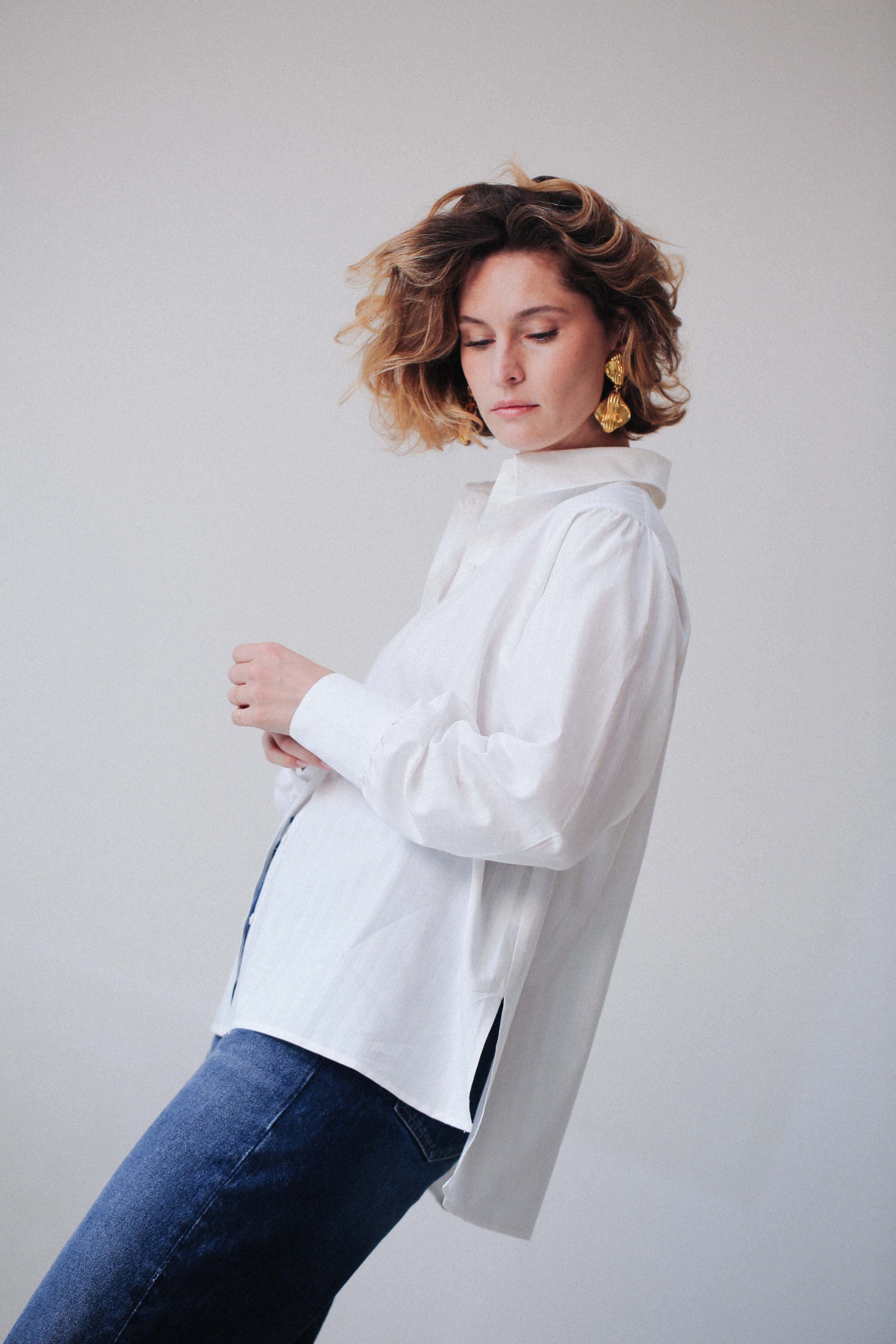 Chemisier blanc pour femme Romée | Col classique