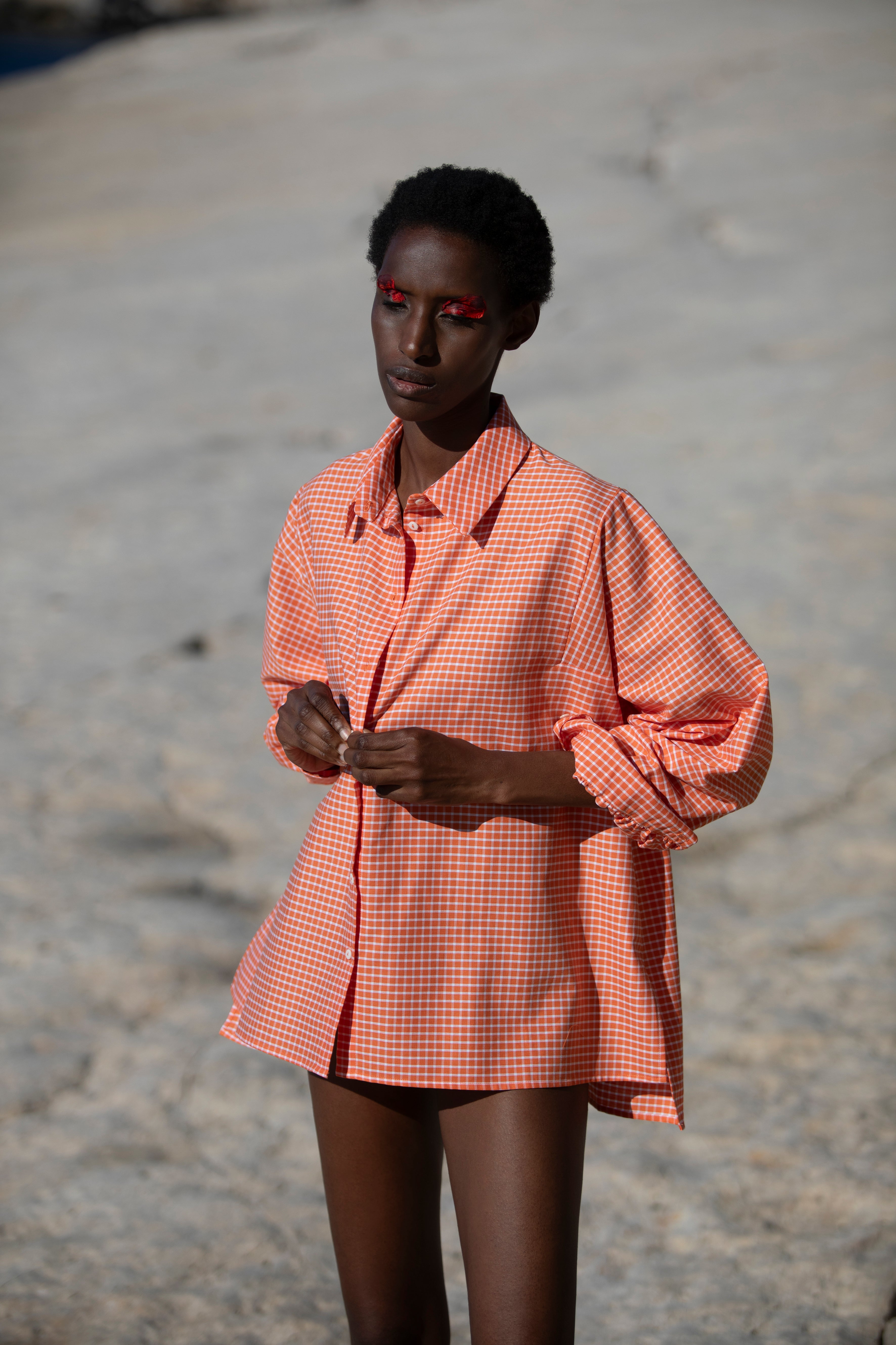 Chemise col classique orange